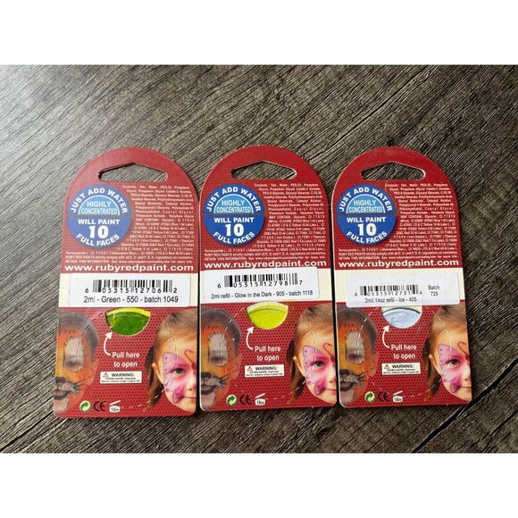 Face & Body Paint refill lot Ruby Red 6 ml Vegan USA made Paraben free - Picture 3 of 6